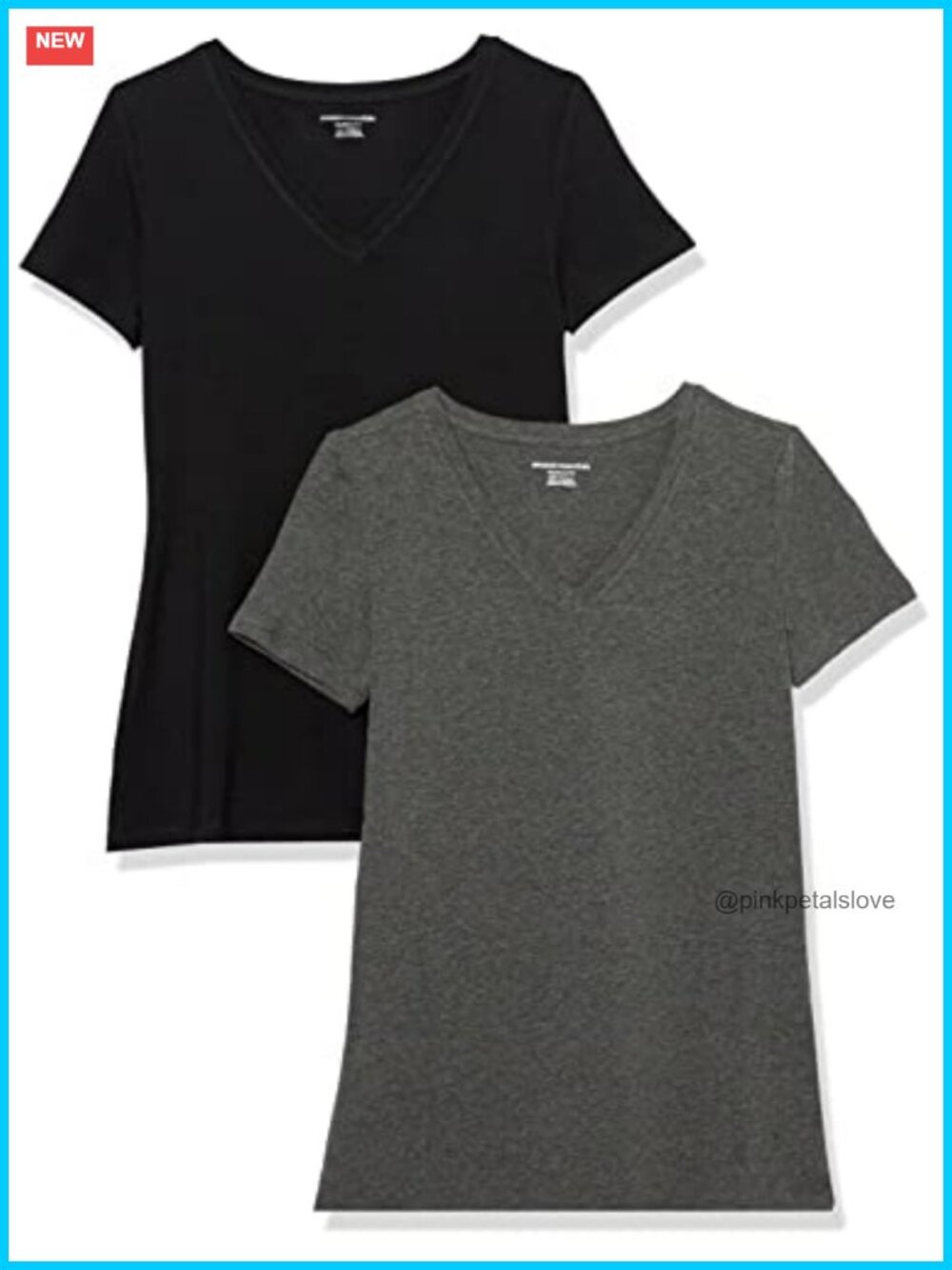 Women's 2 Pack V-Neck Short Sleeve T-Shirts Cotton Modal Blend Regular Fit
